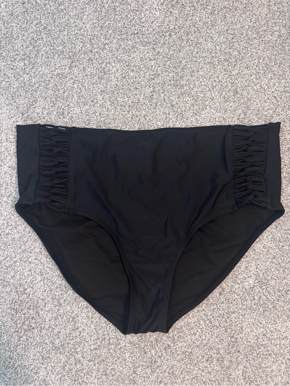 Time and Tru Black High-Waist Bikini Bottoms with Side Ruching